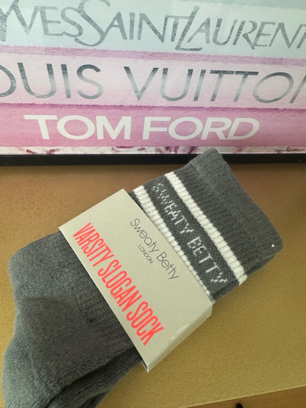 Sweaty Betty Gray Varsity Slogan Socks